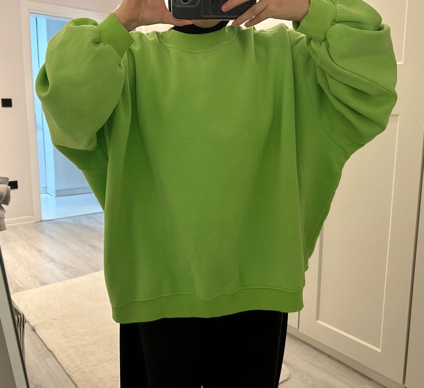 Yeşil Oversize Kadın Sweatshirt - Görsel 2