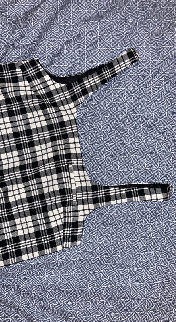 Siyah beyaz Ekoseli elbise - Görsel 2