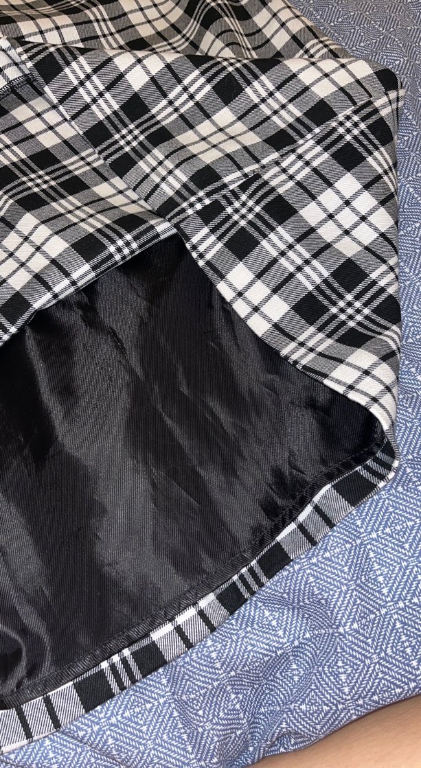 Siyah beyaz Ekoseli elbise - Görsel 4