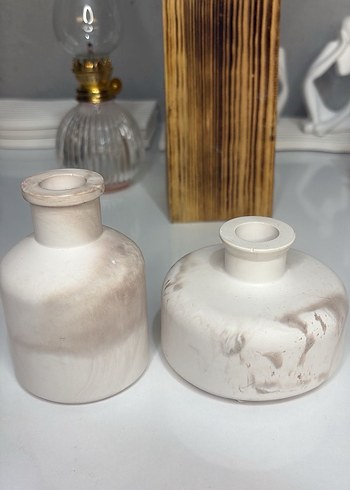 Zara Home Beyaz Mermer Görünümlü 2'li Mumluk Seti