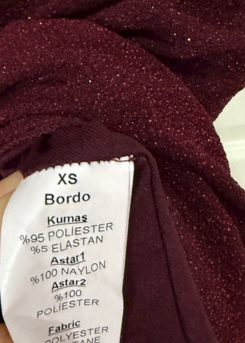 Bordo Uzun Kollu Vatkalı Drapeli Kadın Abiye Elbise - Görsel 7