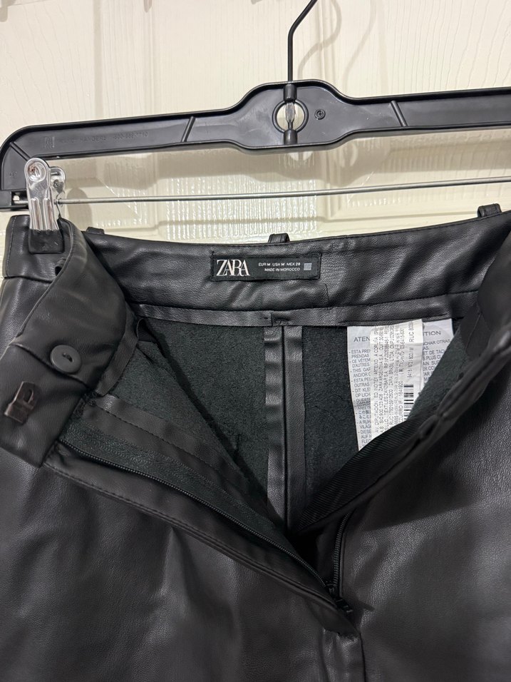 Kadın Siyah Zara Deri Şort - Görsel 2