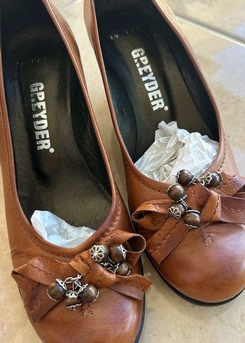 Bej Deri Kadın Klasik Dolgu Topuk Ayakkabı - Görsel 5