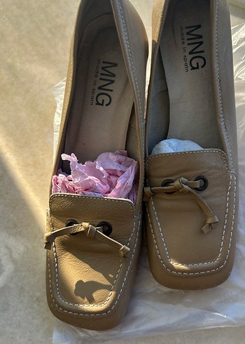 Bej Deri Tokalı Kız Çocuk Loafer - Görsel 6