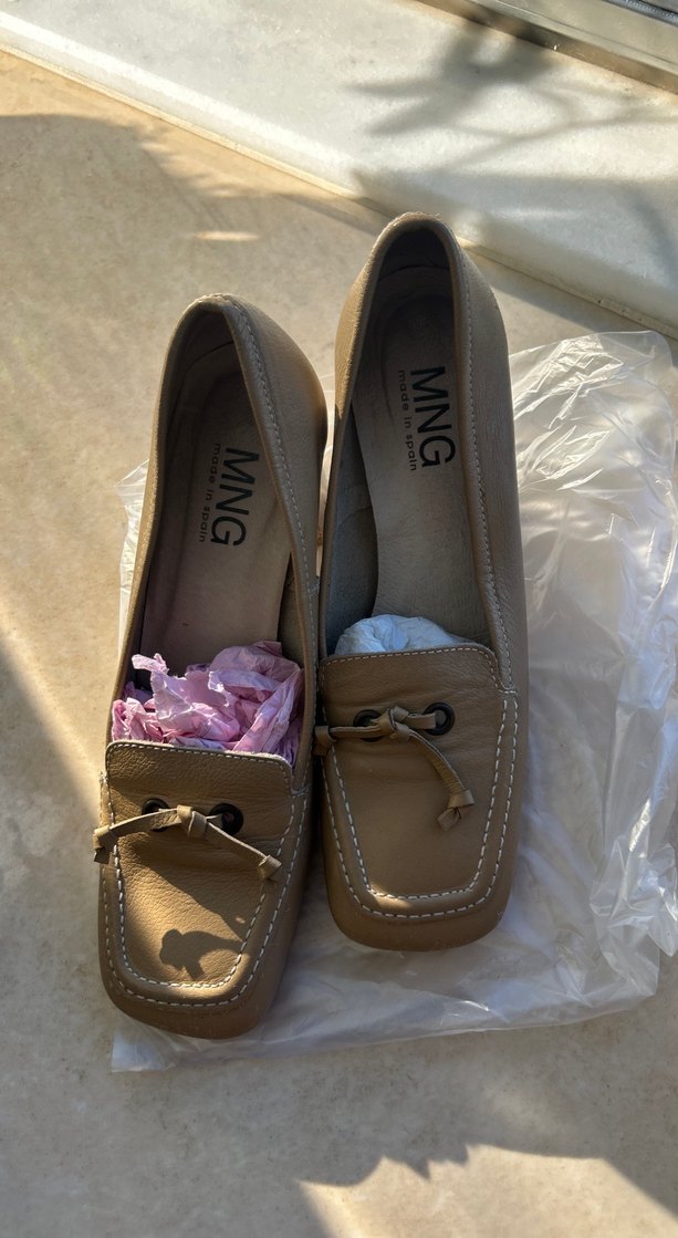 Bej Deri Tokalı Kız Çocuk Loafer - Görsel 5