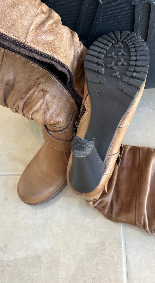 Kahverengi Deri Tokalı Dizüstü Çizme - Görsel 4