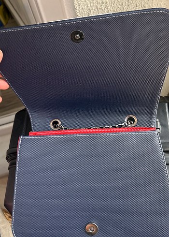 Kırmızı Zincir Detaylı sınni Deri Kadın Çanta - Görsel 3