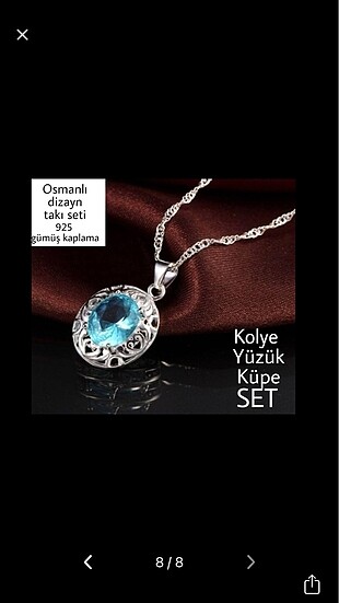  Beden 925 gümüş kaplama ayar damgalı set(USA)