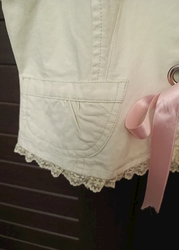 Kız Çocuk Bej Kısa Kollu Düğmeli Bolero - Görsel 8