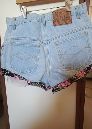 m Beden Bohem Tarz Pastel Renkli Mini Denim Şort