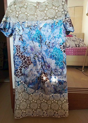 Bohem Uzun Kol Turkuaz Desenli Hamile Tunik - Görsel 12