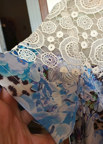 Bohem Uzun Kol Turkuaz Desenli Hamile Tunik - Görsel 14