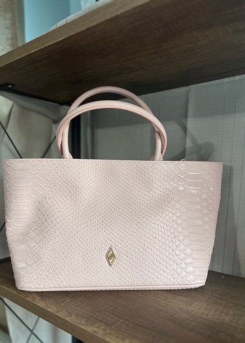 Pembe Deri Yılan Desenli Kadın Çanta - Görsel 3