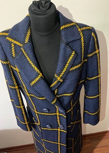 ADİL Işık Lacivert Ekoseli Palto - Görsel 2