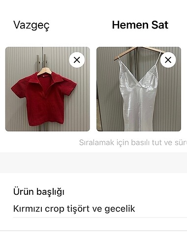 Kırmızı crop tişört ve gecelik