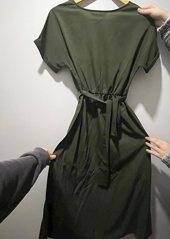 Kemerli Haki Midi Kadın Elbise - Görsel 2