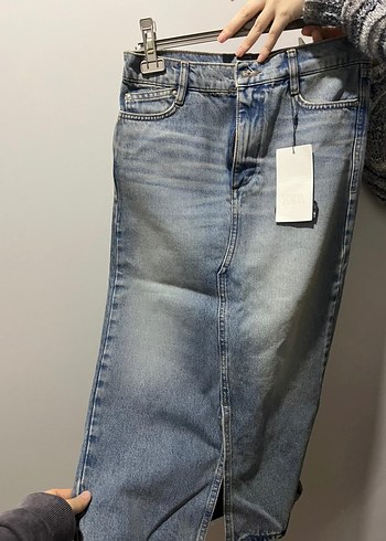 Düğmeli Midi Denim Kadın Etek - Görsel 2