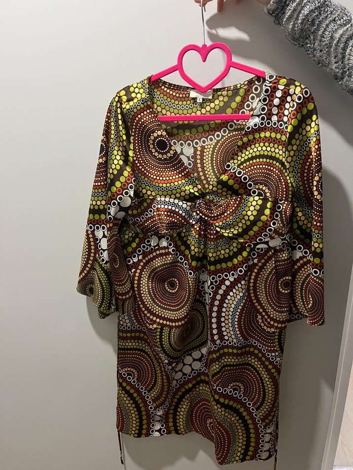 Renkli Bohem Uzun Kollu Kısa Elbise - Görsel 3