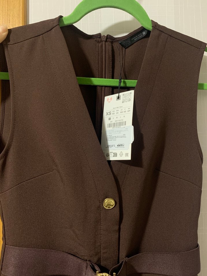 Kahverengi Kemerli Uzun Elbise - Görsel 3