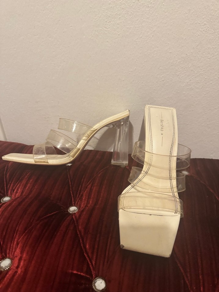 Bershka Şeffaf Topuklu Bej Kadın Terlik - Görsel 5