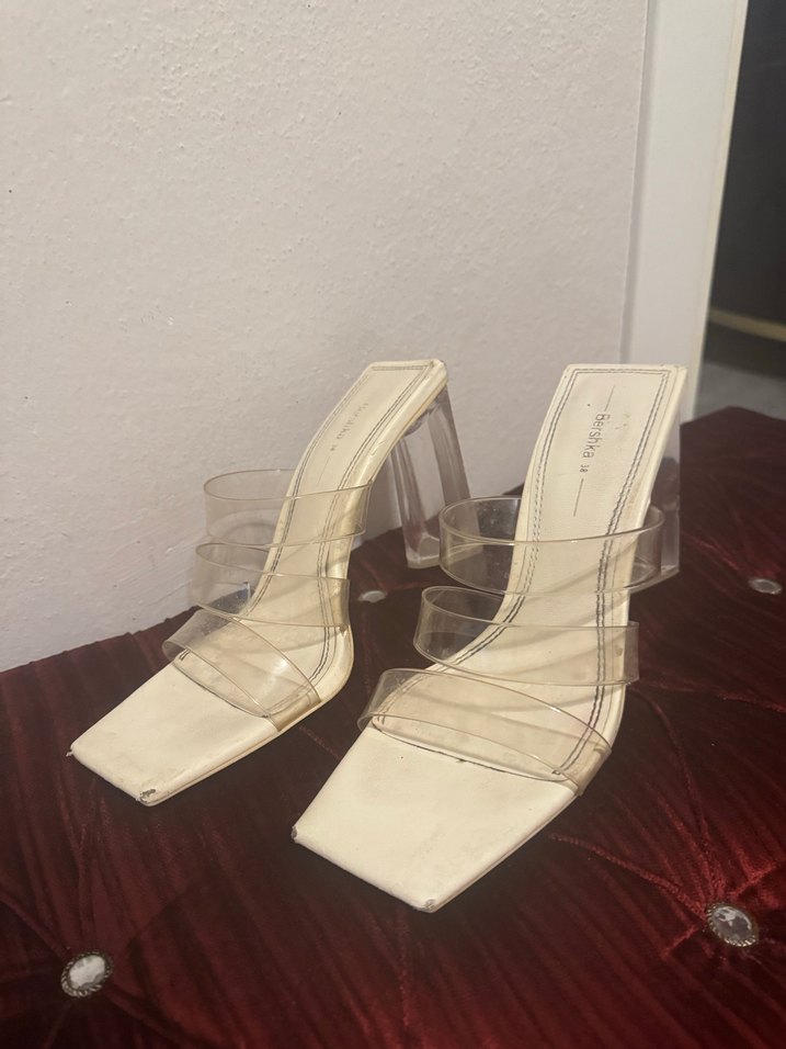 Bershka Şeffaf Topuklu Bej Kadın Terlik - Görsel 2