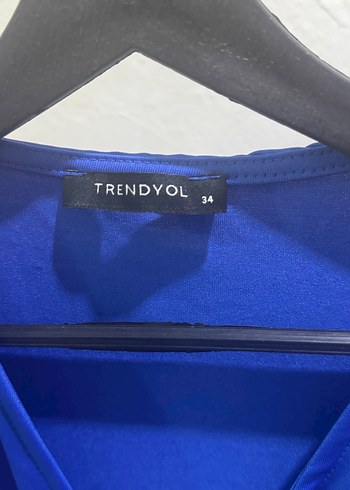 Mavi büzgü detaylı elbise - Görsel 4