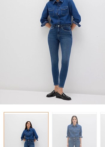 Mavi yüksek bel jean - Görsel 3