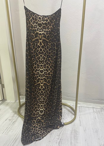 Leopar straplez elbise - Görsel 3