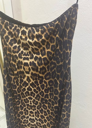 Leopar straplez elbise - Görsel 2