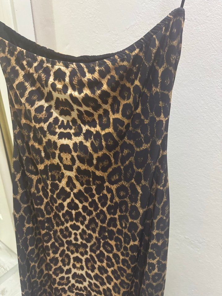 Leopar straplez elbise - Görsel 2