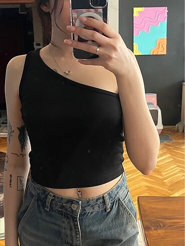Tek omuz crop