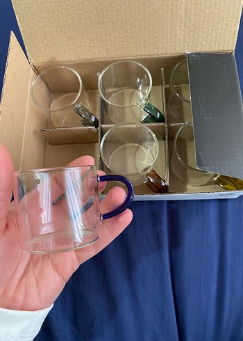 Renkli Kulplu Cam Kupa Seti - Görsel 2