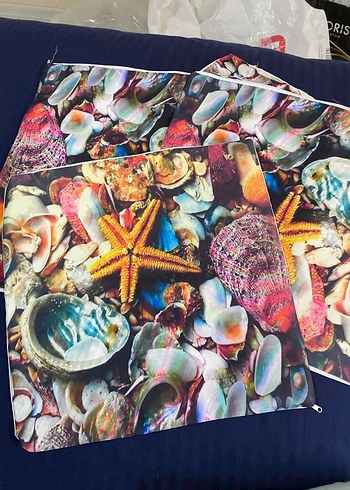 Renkli Pul Detaylı Plaj Çantası - Görsel 3