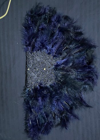 Koyu Mavi Kürk Detaylı Bohem Düğün Aksesuarı - Görsel 5