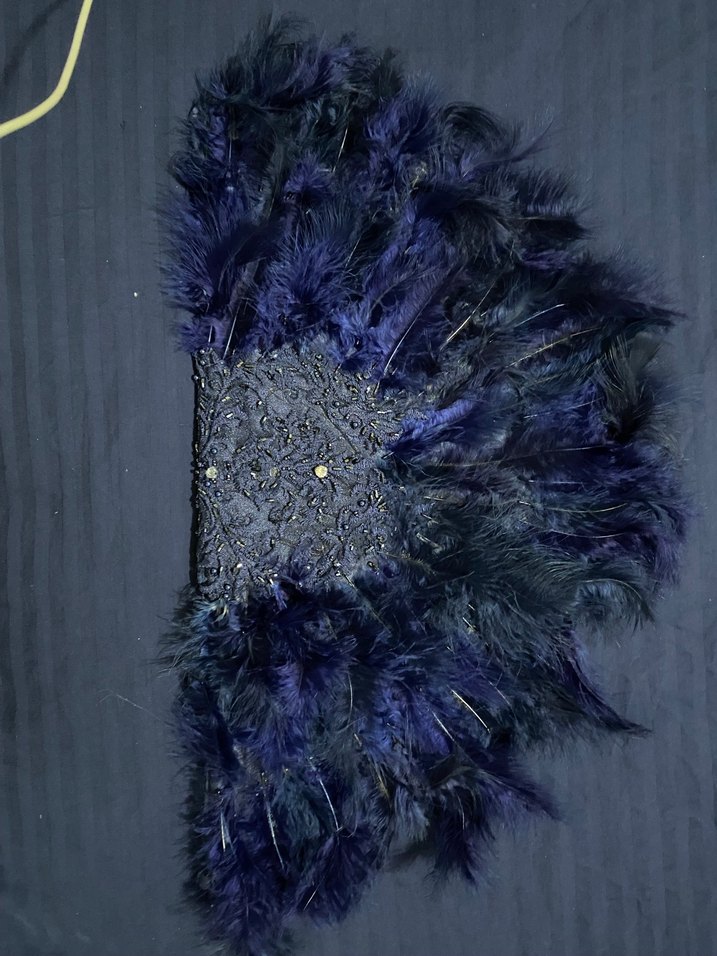 Koyu Mavi Kürk Detaylı Bohem Düğün Aksesuarı - Görsel 5