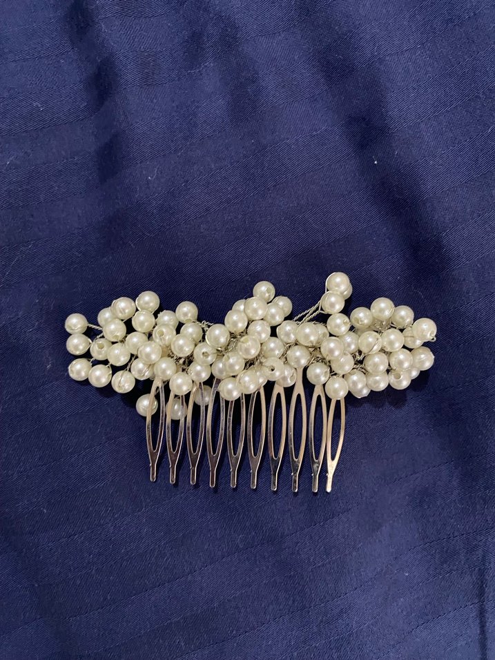 İnci Boncuklu Vintage Saç Tarağı - Görsel 3