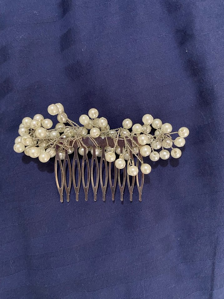 İnci Boncuklu Vintage Saç Tarağı - Görsel 4