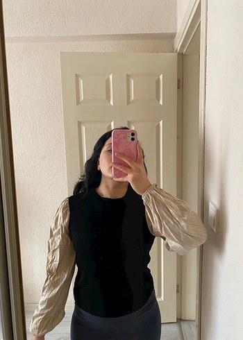 Bej Yün Kadın Triko, Yüksek Yakalı, Uzun Kollu - Görsel 2