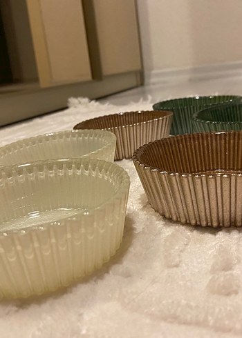 Renkli Cam Küçük Tabak Seti - Görsel 4