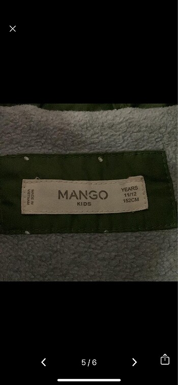 11-12 Yaş Beden Mango mont