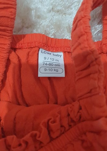 9-12 Ay Beden Kız Çocuk Turuncu Fırfırlı Kolsuz Elbise