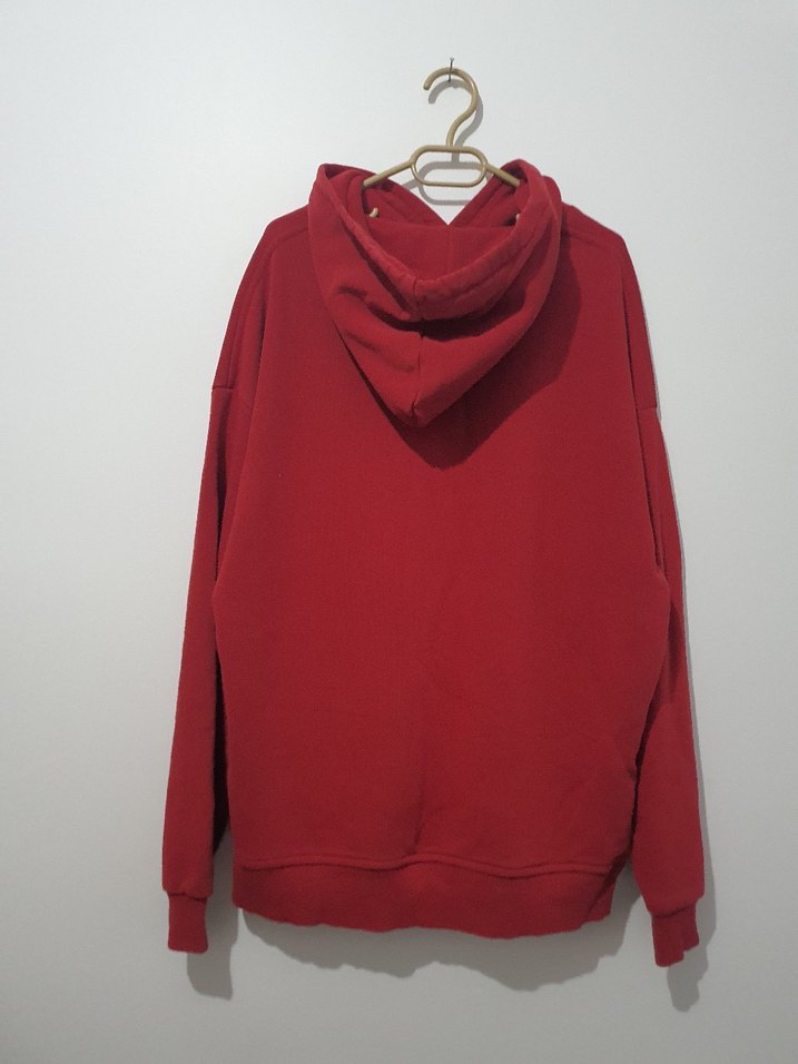 Kadın Kırmızı Kapüşonlu Sweatshirt - Görsel 2