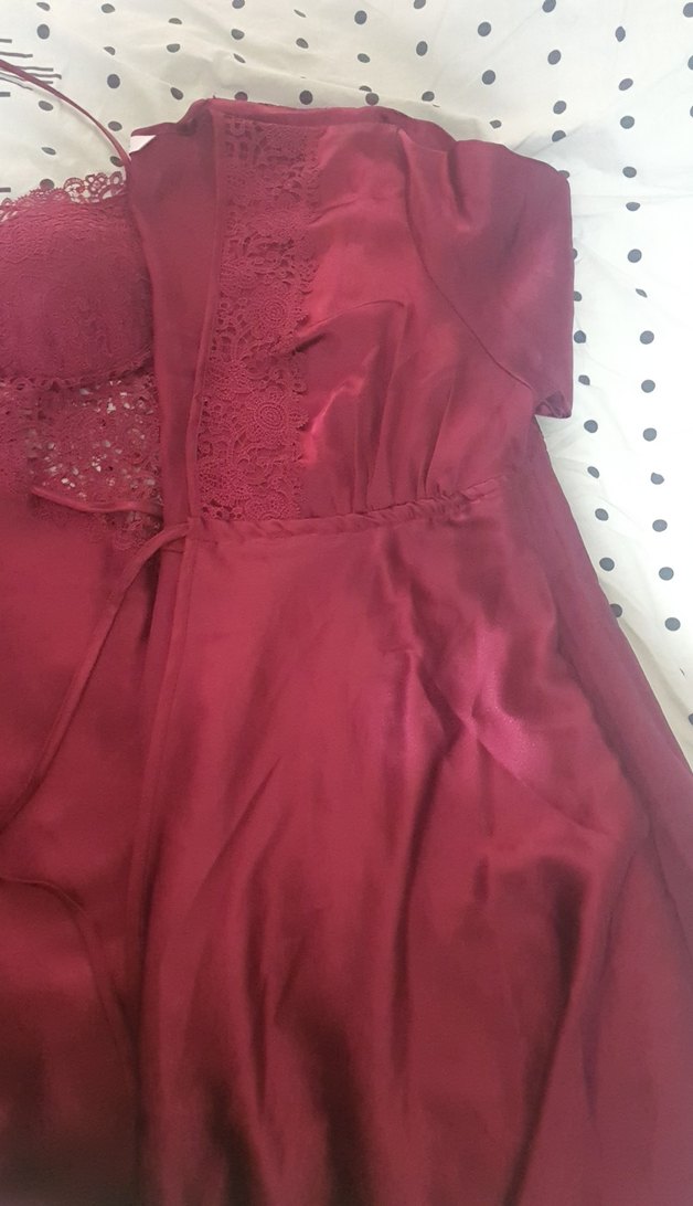 Bordo Saten Pierre Cardin Gecelik Takımı - Görsel 3