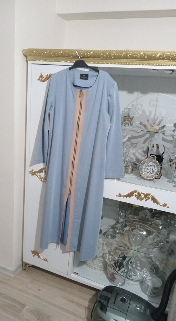 Uzun Kollu Mavi ince kot tunik - Görsel 2