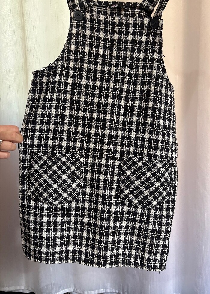 Siyah beyaz salopet - Görsel 4