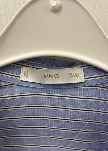 Çizgili Mavi Midi Boy Kadın Gömlek Elbise - Görsel 2