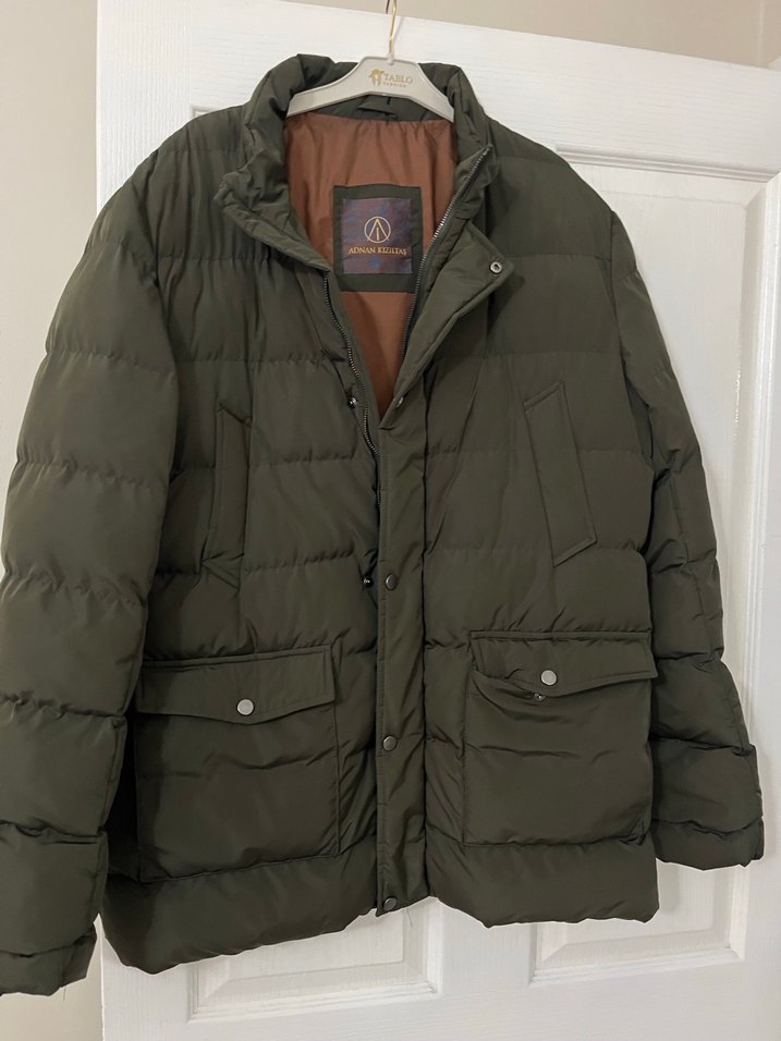 Düğmeli haki Erkek Midi Mont - Görsel 2