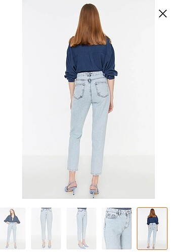 34 Beden mavi Renk Yüksek bel mom jeans