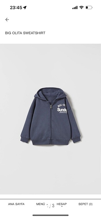 Erkek çocuk kapşonlu sweatshirt