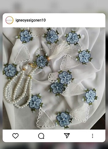 Iğne oyası mevlüt başörtüsü tesbih 70 TL